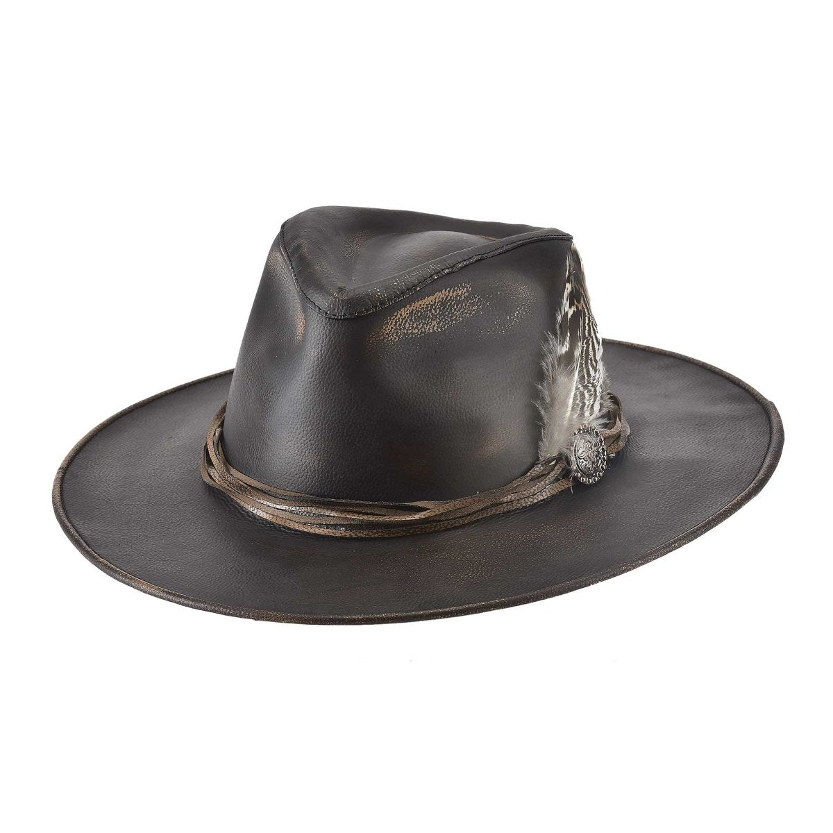 Bullhide ONE-OFF Top Grain Leather Cowboy Hat - Chocolate Distressed - OriginalWestern.com