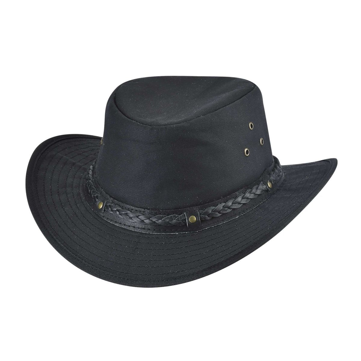 Bullhide PINNACLE Weathered Cotton Water Repellent Outback Hat - Black - OriginalWestern.com