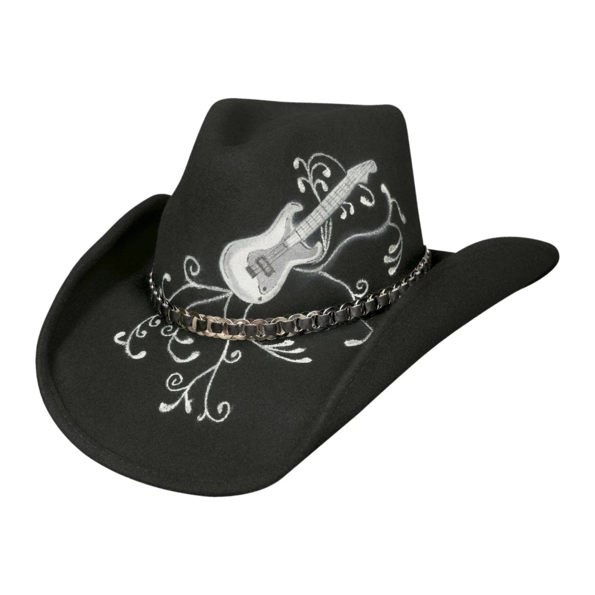 Bullhide ROCK ’N’ ROLL LEGEND Black Wool Felt Cowboy Hat 3 3/4" Brim Men’s - OriginalWestern.com
