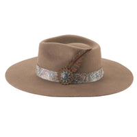 Bullhide TAMARACK 0838 Khaki Wool Cowboy Hat 3 3/4" Brim Leather Feather Unisex - OriginalWestern.com