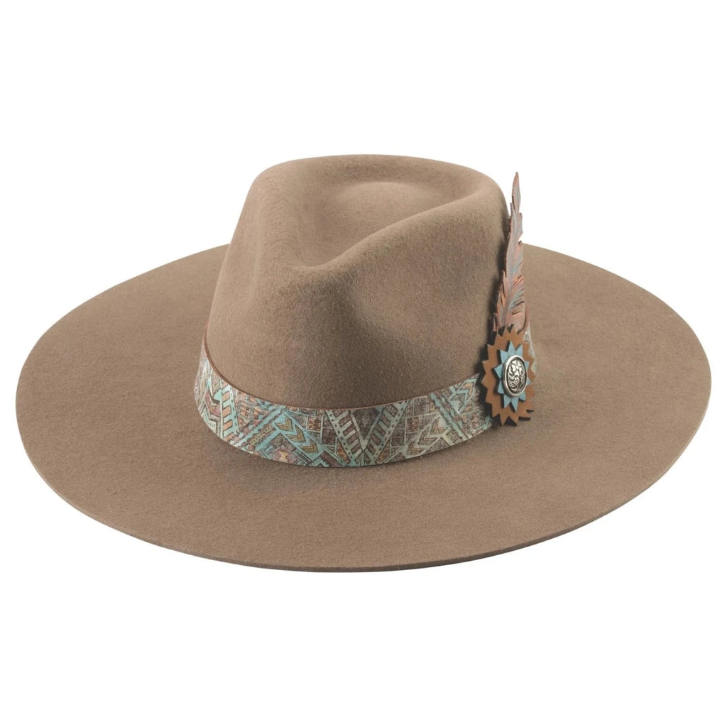 Bullhide TAMARACK 0838 Khaki Wool Cowboy Hat 3 3/4" Brim Leather Feather Unisex - OriginalWestern.com