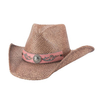 Bullhide TENNESSEE RIVER Raffia Cowboy Straw Hat - Pink - OriginalWestern.com