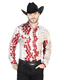 Burgundy And Gold Casual Long Sleeve Shirt 44072 - OriginalWestern.com
