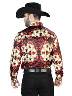 Burgundy And Gold Casual Long Sleeve Shirt 44103 - OriginalWestern.com