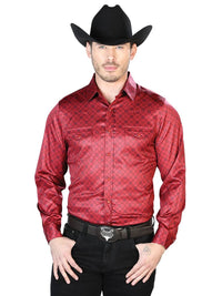 Burgundy Casual Long Sleeve Shirt 43955 - OriginalWestern.com