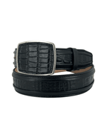 Caiman Alligator Crocodile Print Western Belt with Removable Buckle - Black - OriginalWestern.com