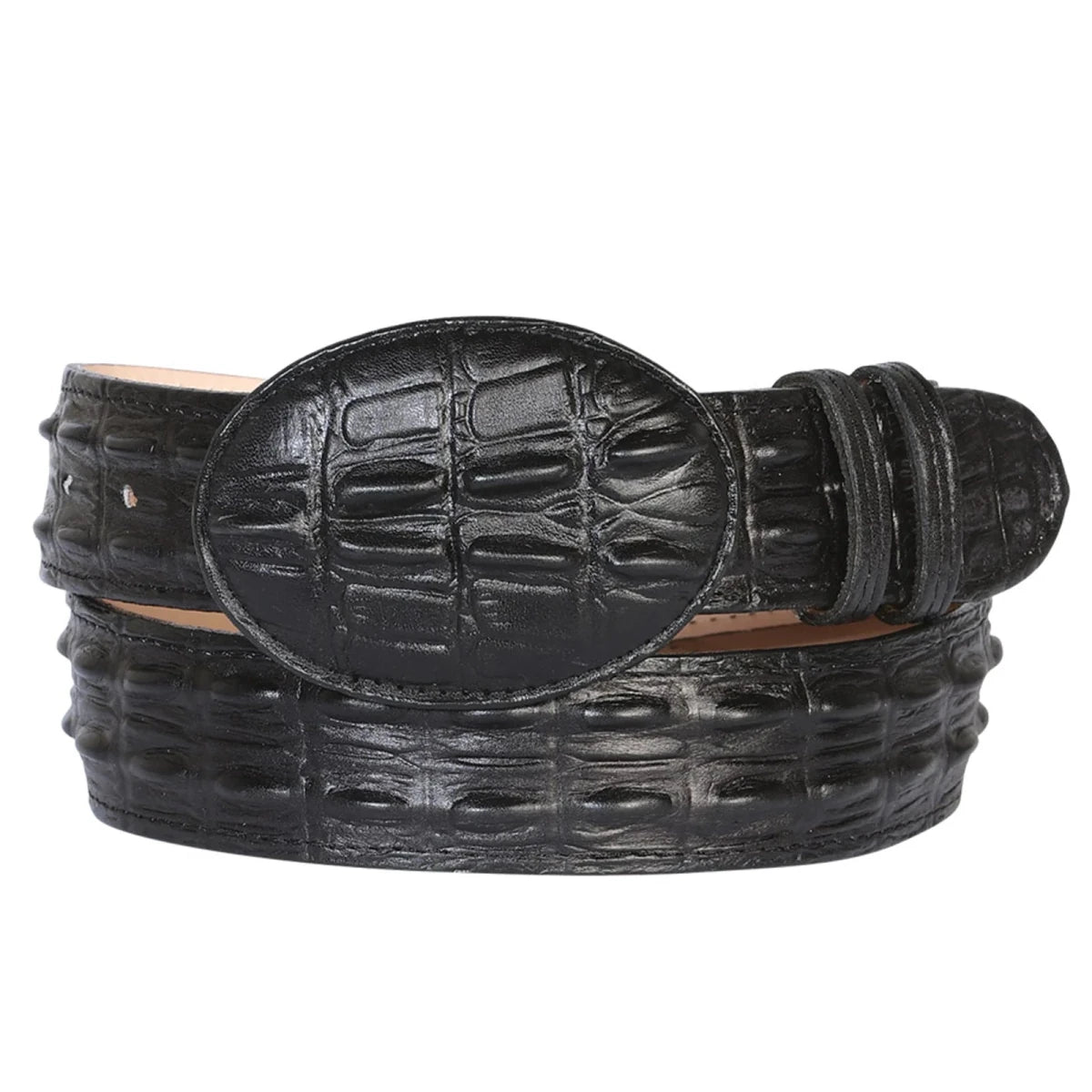 Caiman Alligator Crocodile Print Western Belt with Removable Buckle - Black - OriginalWestern.com