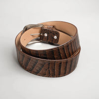 Caiman Alligator Crocodile Print Western Belt with Removable Buckle - Brown - OriginalWestern.com