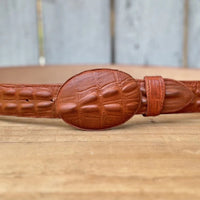 Caiman Alligator Crocodile Print Western Belt with Removable Buckle - Cognac - OriginalWestern.com