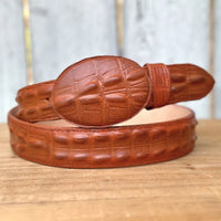 Caiman Alligator Crocodile Print Western Belt with Removable Buckle - Cognac - OriginalWestern.com