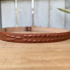 Caiman Alligator Crocodile Print Western Belt with Removable Buckle - Cognac - OriginalWestern.com