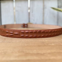 Caiman Alligator Crocodile Print Western Belt with Removable Buckle - Cognac - OriginalWestern.com