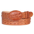 Caiman Alligator Crocodile Print Western Belt with Removable Buckle - Cognac - OriginalWestern.com
