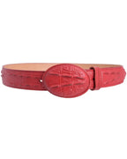 Caiman Alligator Crocodile Print Western Belt with Removable Buckle - Red - OriginalWestern.com