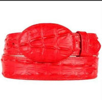 Caiman Alligator Crocodile Print Western Belt with Removable Buckle - Red - OriginalWestern.com