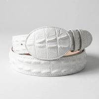 Caiman Alligator Crocodile Print Western Belt with Removable Buckle - White - OriginalWestern.com