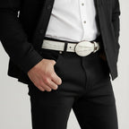 Caiman Alligator Crocodile Print Western Belt with Removable Buckle - Winter White Bone - OriginalWestern.com