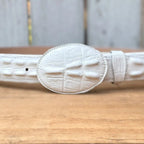 Caiman Alligator Crocodile Print Western Belt with Removable Buckle - Winter White Bone - OriginalWestern.com