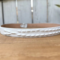 Caiman Alligator Crocodile Print Western Belt with Removable Buckle - Winter White Bone - OriginalWestern.com