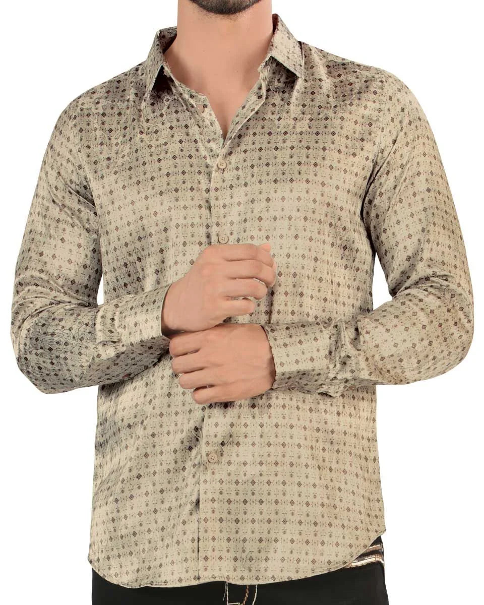 Montero - Men's Beige Microprint Shirt MON-4032