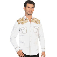 Montero - Bull Embroidered Western Shirt with Snap Buttons White 3546