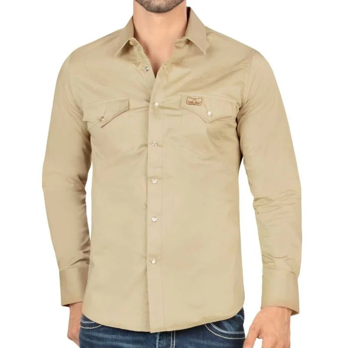 Montero - Snap Button Western Shirt Modern Fit Beige 0460