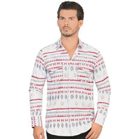 Montero - Aztec Stripe Snap Shirt Modern Fit White 4036