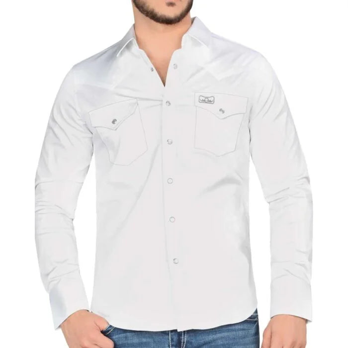 Montero - Snap Button Western Shirt Modern Fit White 0460