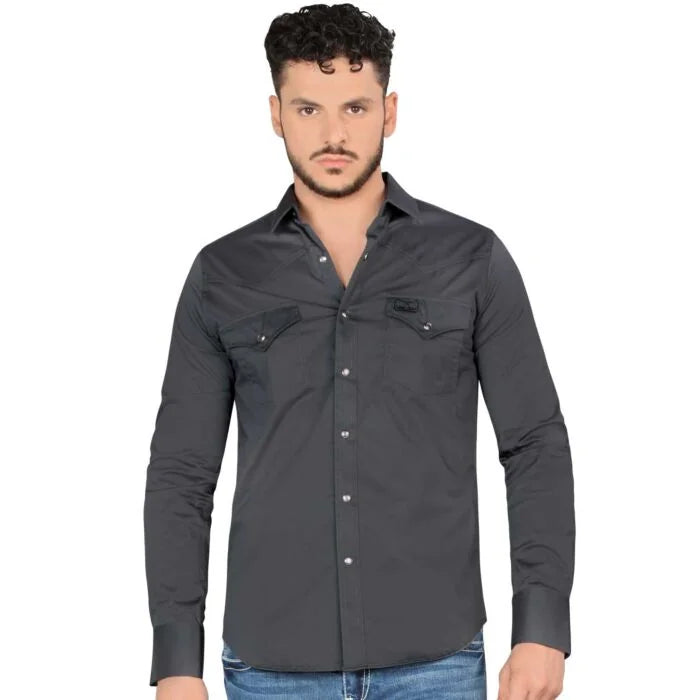 Montero - Snap Button Western Shirt Modern Fit Charcoal 0460