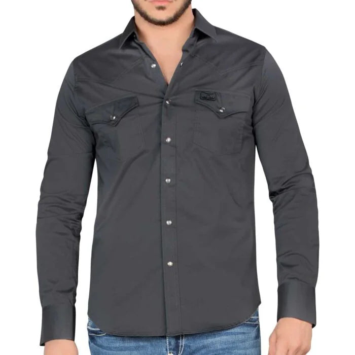 Montero - Snap Button Western Shirt Modern Fit Charcoal 0460