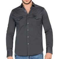Montero - Snap Button Western Shirt Modern Fit Charcoal 0460