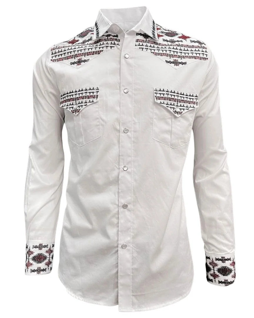 Lamasini - Western Shirt Snap Buttons White 2212