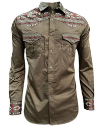 Lamasini - Western Shirt Embroidered Charcoal 2212