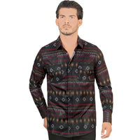 Montero - Aztec Stripe Snap Shirt Modern Fit Black 4036