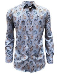 Montero - Paisley Jacquard Dress Shirt Blue 4057