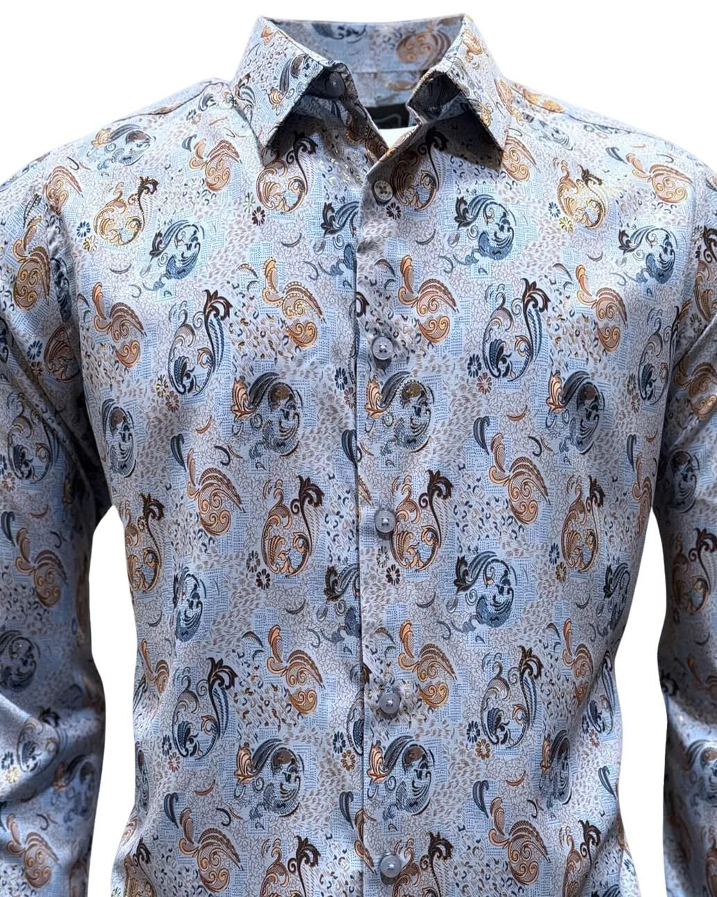 Montero - Paisley Jacquard Dress Shirt Blue 4057