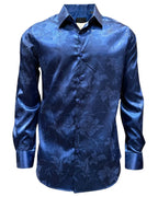 Montero - Floral Jacquard Dress Shirt Royal Blue 4024