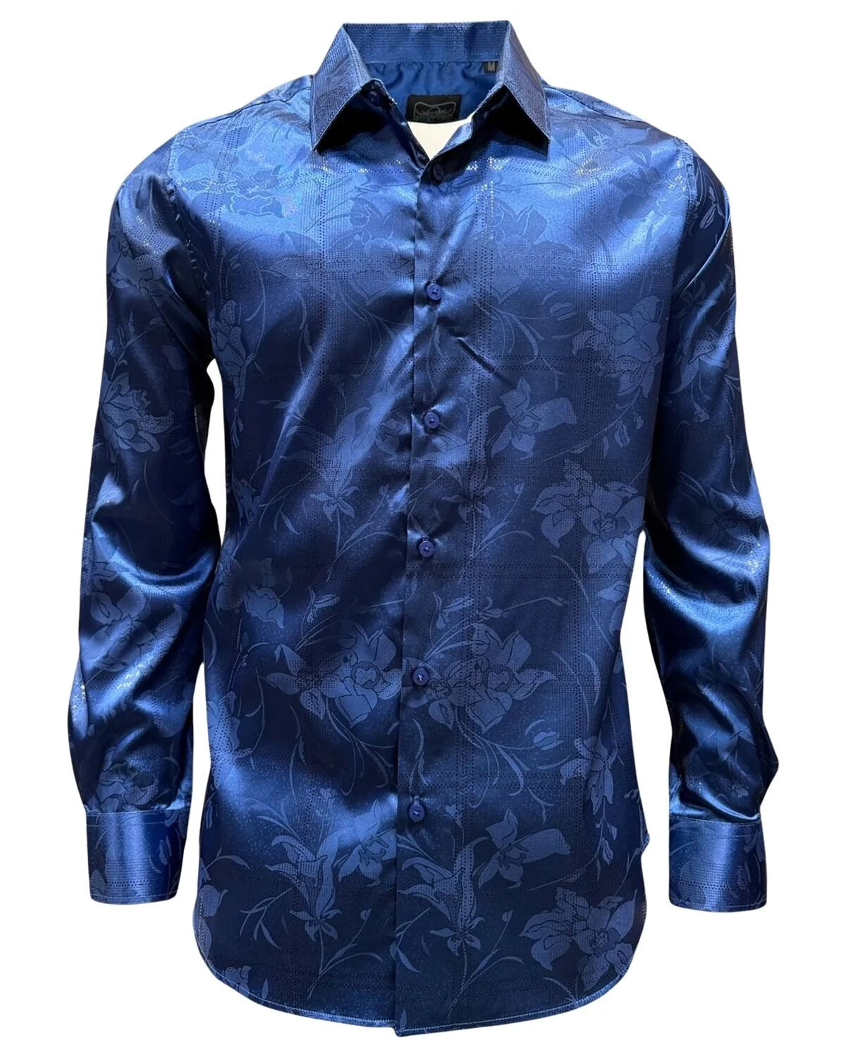 Montero - Floral Jacquard Dress Shirt Royal Blue 4024