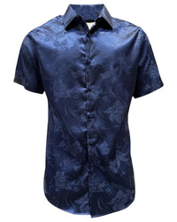 Montero - Floral Jacquard Dress Shirt Royal Blue 4024
