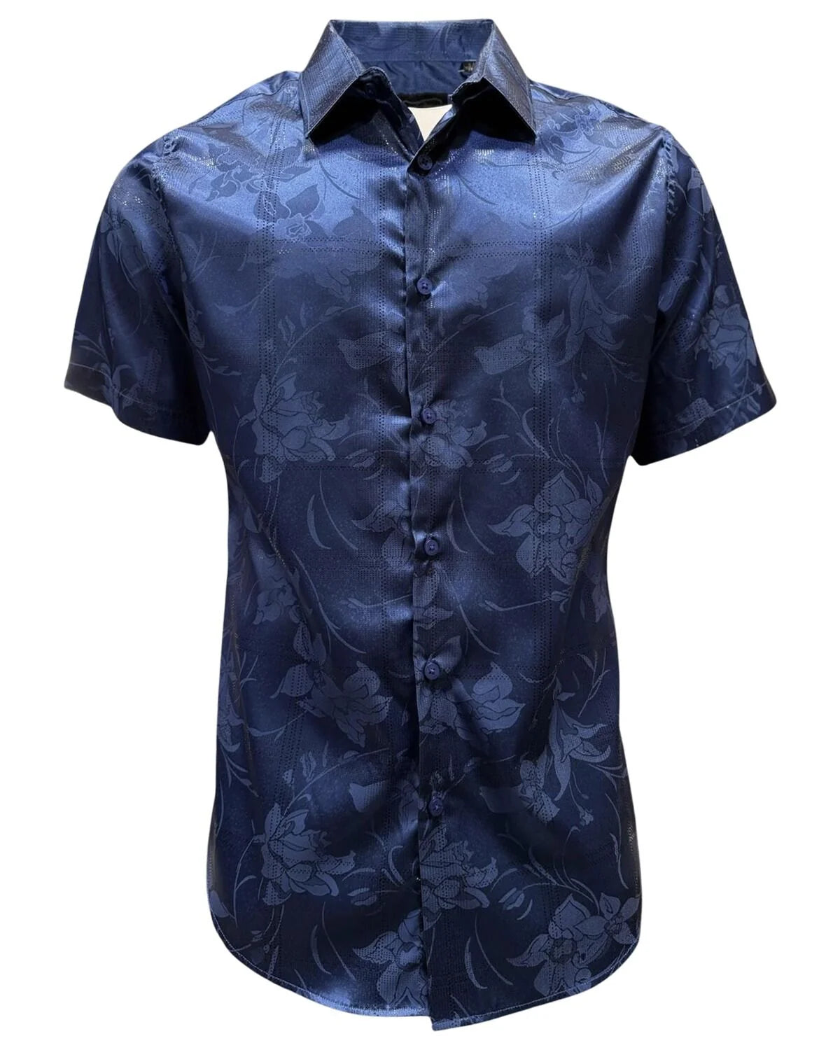 Montero - Floral Jacquard Dress Shirt Royal Blue 4024