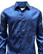 Montero - Floral Jacquard Dress Shirt Royal Blue 4024