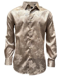 Montero - Floral Jacquard Dress Shirt Beige 4024