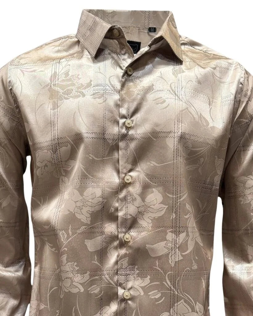 Montero - Floral Jacquard Dress Shirt Beige 4024