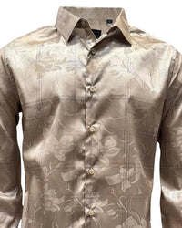 Montero - Floral Jacquard Dress Shirt Beige 4024