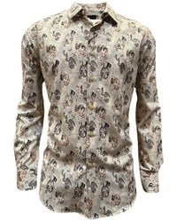 Montero - Paisley Jacquard Dress Shirt Beige 4057
