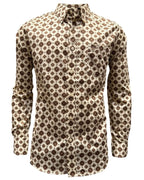 Montero - Diamond Print Stretch Casual Shirt Beige 4062