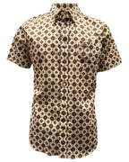 Montero - Diamond Print Stretch Casual Shirt Beige 4062