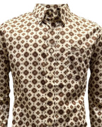 Montero - Diamond Print Stretch Casual Shirt Beige 4062