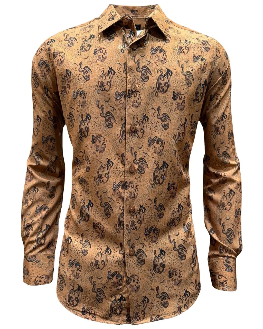 Montero - Paisley Jacquard Dress Shirt Camel 4057