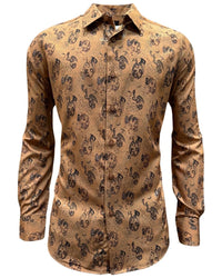 Montero - Paisley Jacquard Dress Shirt Camel 4057